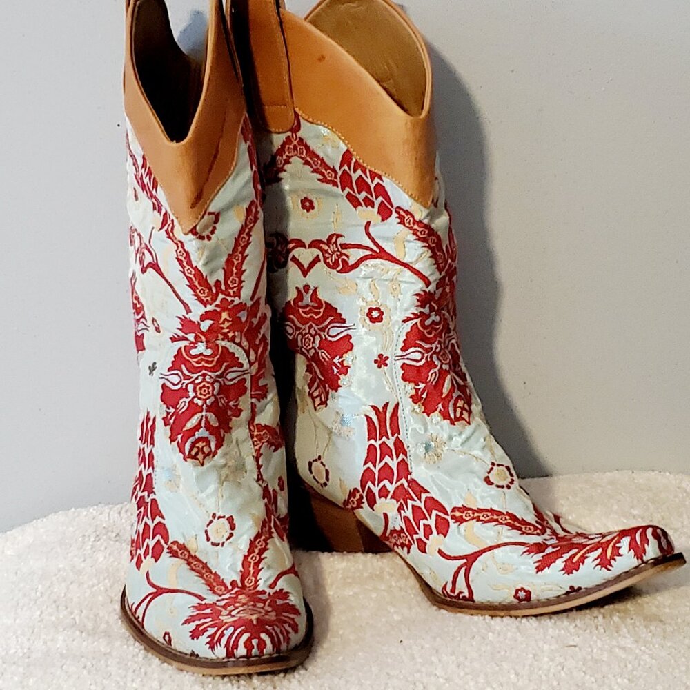 Rockwell Tharp Made in Turkey Designer Coastal Cowgirl Boots Size 7.5/8 Western